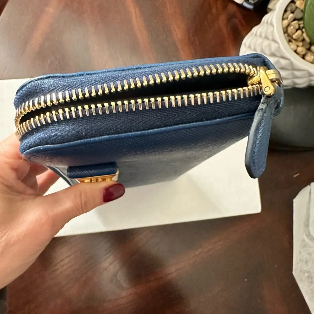 Prada blue  Wallet with Gold Detail